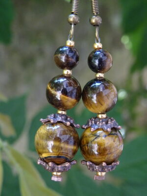 Boucles d’oreille pierre œil de tigre