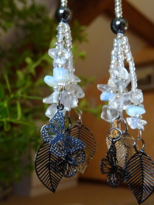 Boucles d’oreille pierre de lune hématite