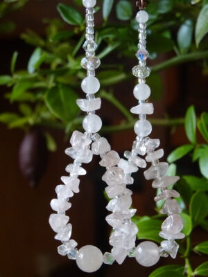 Boucles d’oreille longues pierre quartz rose