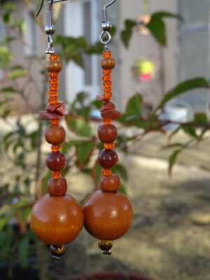 Boucles d’oreille bois pierre de soleil