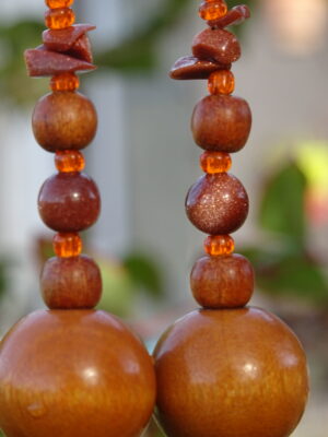 Boucles d’oreille bois pierre de soleil