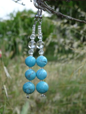 Boucles d’oreille turquoise cristal de roche