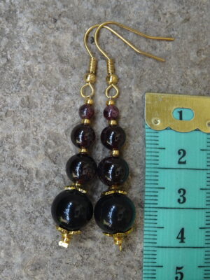 Boucles d’oreille pierre grenat obsidienne