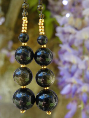 Boucles d’oreille pierre obsidienne