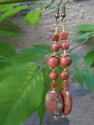 Boucles d’oreille pierre de soleil & fleurs