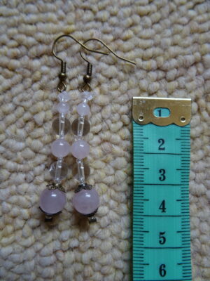 Boucles d’oreille cristal de roche & quartz rose