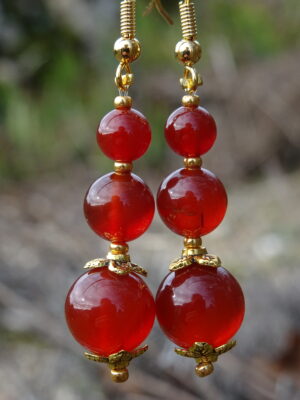 Boucles d’oreille agate red fuchsia