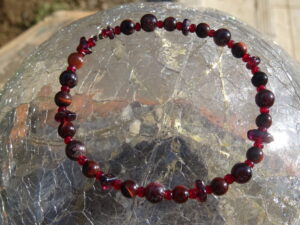 Bracelet grenat & œil de tigre rouge