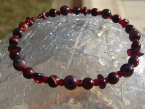 Bracelet grenat & œil de tigre rouge