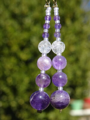Boucles d’oreille améthyste & cristal de roche