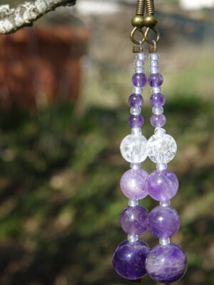 Boucles d’oreille améthyste & cristal de roche