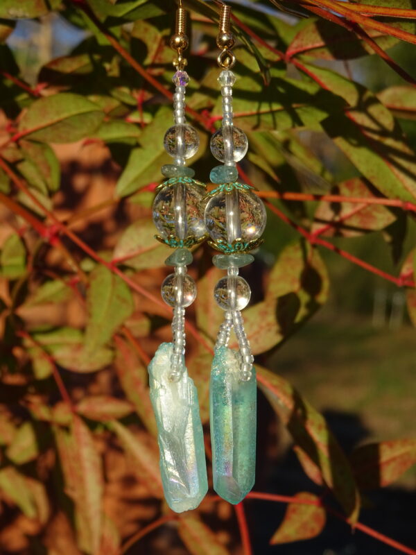 boucles d'oreille pierre naturelle cristal de roche apatite