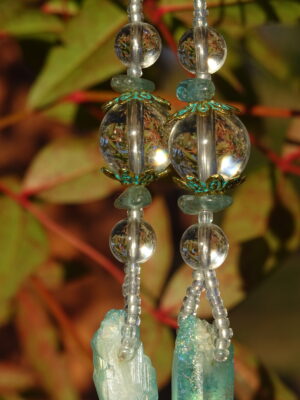 Boucles d’oreille cristal de roche & apatite