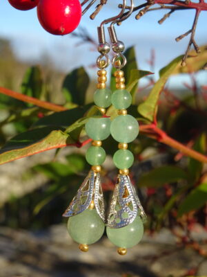 Boucles d’oreille aventurine verte
