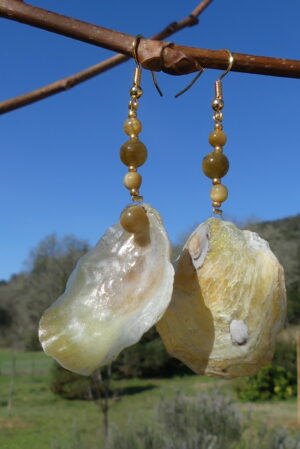 Boucles d’oreille nacre et œil de tigre