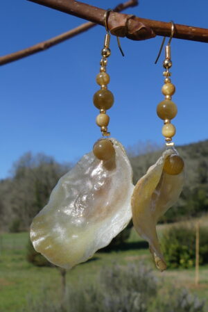 Boucles d’oreille nacre et œil de tigre